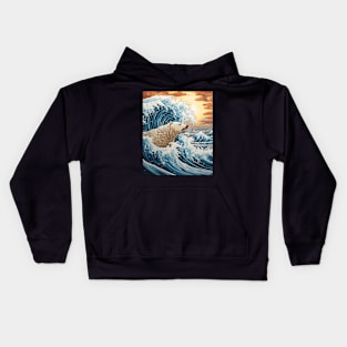 Japanese Polar Bear Surfer Great Wave Off Kanagawa Kids Hoodie